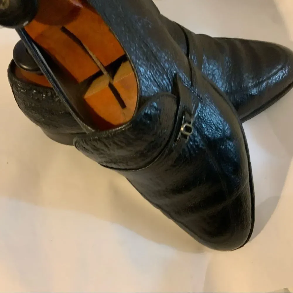 Rare Vintage D’Marco Mens Black Embossed Slip On Loafers Shoes US Sz 9.5M